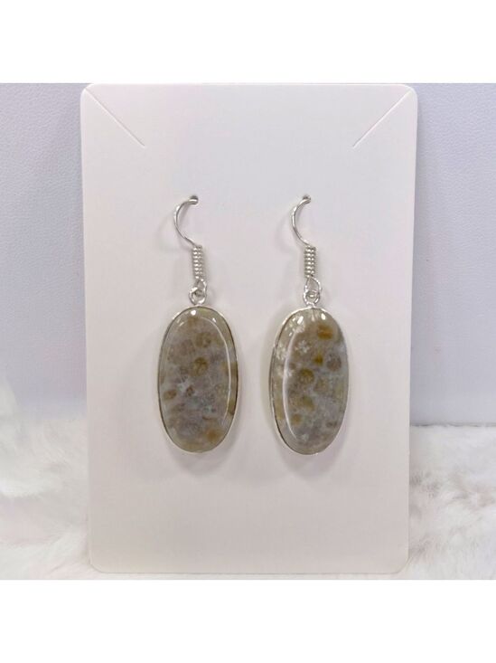 Handmade Jewelry - Fossil Coral 925 Gemstone Earring